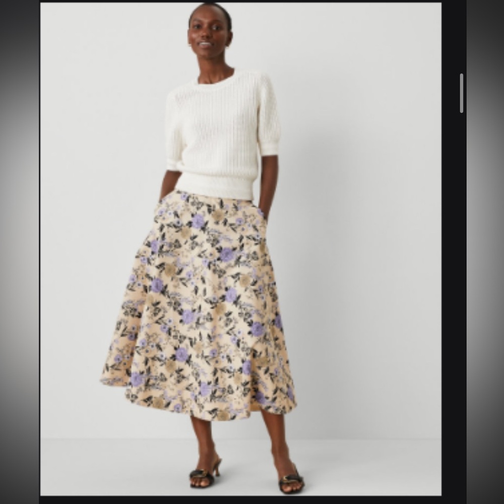 NWT-Ann Taylor Floral Full Midi Skirt